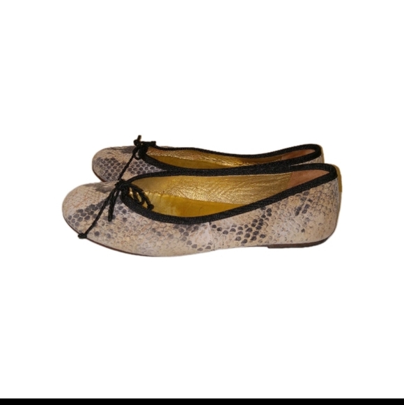 fs/ny Beige Black Snake Skin Ballet Flats 6 B - Picture 3 of 10